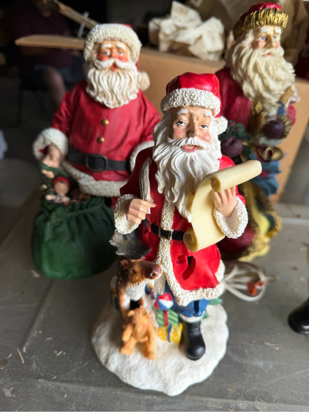 Festive Red Santa Figurine with Letter and Dogs - Holiday Accent